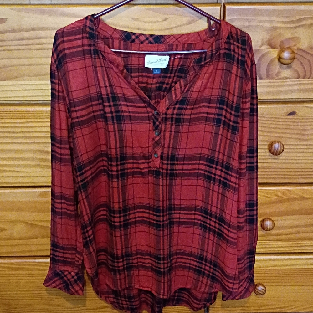 Universal Thread Red Plaid Blouse